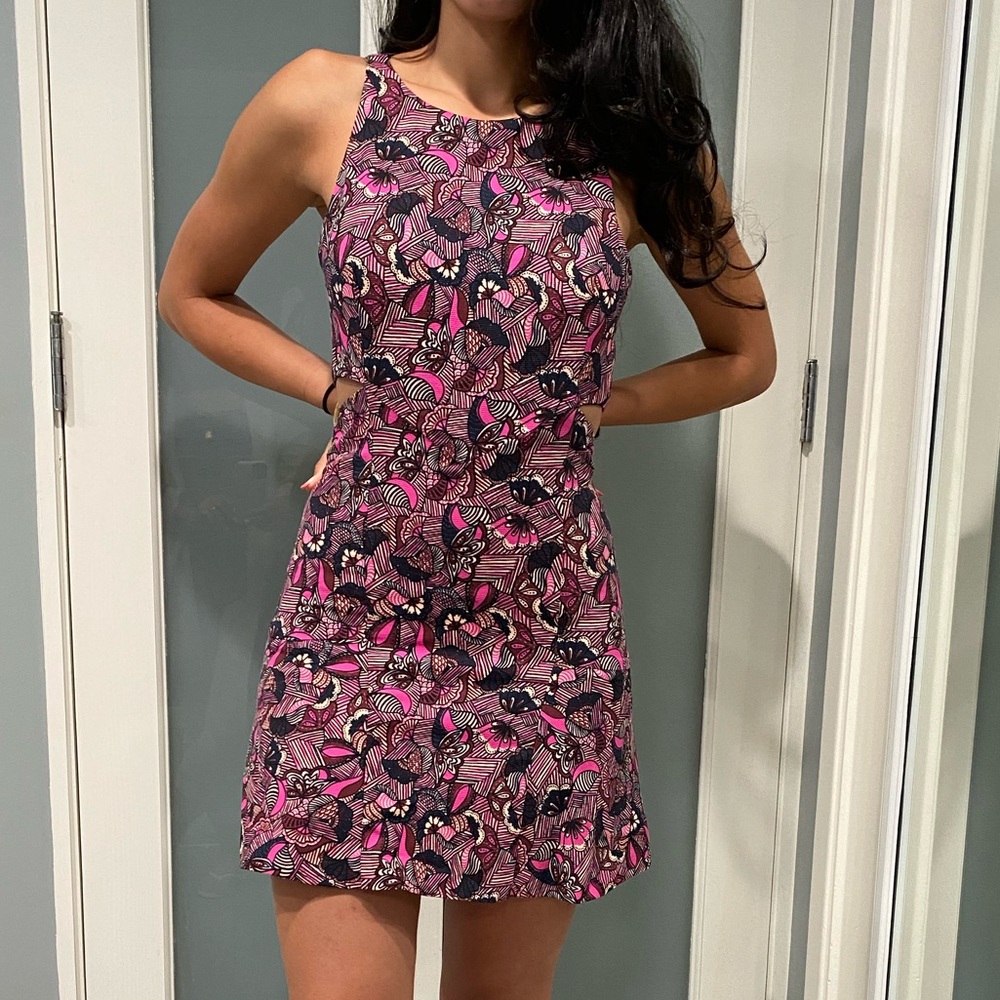 Zara printed mini dress with cut out -small